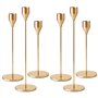Druuzyl 6 Bougeoirs Dorés Vintage 33/29/23cm - Chandelier Conique pour Mariage & Dîners Romantiques - Lot de 6 Pièces en Métal D
