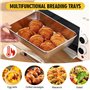 GIDWRIY 3 Pièces Plat Inox Four Rectangulaire 25.8x20x5 CM,Bac Inox Alimentaire,Plat Gastro Cuisine,Plat à Lasagnes Empilable,Pl