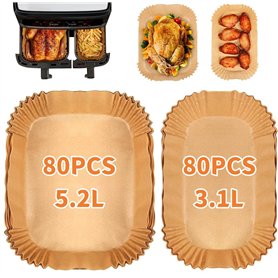 KAHEIGN 160 Pièces Liners Jetables en Papier pour Friteuse à Air Double Tefal 5