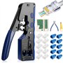 RJ45 Pass Through Outil de Sertissage Pince à Dénuder Multifonction pour Câble Réseau Kit d'Outils de Sertissage RJ45 Cat6 Cat5