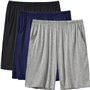 JINSHI Homme Bas de Pyjama Vêtements de Nuit Élastique Court Pantalon Shorts Modal avec Poches 3Pack-Noir/Gris/Marine X-Large
