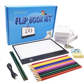 Canvall Flipbook Set pour dessin et traçage d'animation comprenant : boîte lumineuse LED