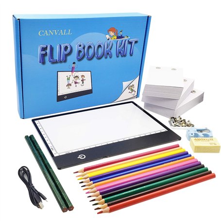 Canvall Flipbook Set pour dessin et traçage d'animation comprenant : boîte lumineuse LED