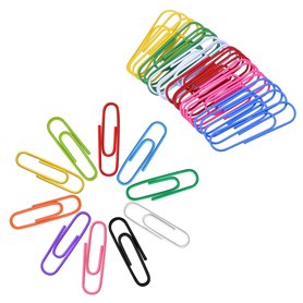 Lot de 40 Trombones Colorés 100mm Grands Clips Papier Métal Trombones Enduits pour Papiers Ecoles Fournitures de Bureau