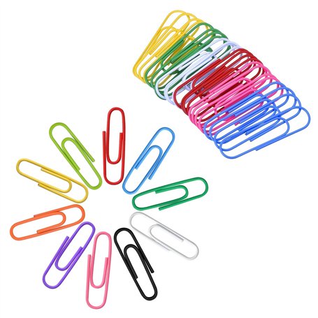 Lot de 40 Trombones Colorés 100mm Grands Clips Papier Métal Trombones Enduits pour Papiers Ecoles Fournitures de Bureau
