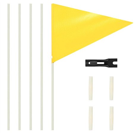 BEIMEIII Fanion de sécurité - 180 cm - Avec tige réfléchissante - Jaune fluo - Réglable - Pour vélo d'enfant - Jaune fluo