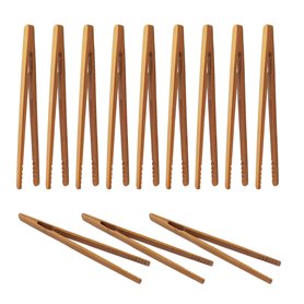 12 Pièces Pinces en Bambou Pince à Pain de Bois Pinces de Cuisine Réutilisables pour Cuisson Thé Fruits Toasts et Cornichons