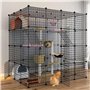 Generic Niches pour chat - Cage pour chat - Grande cage à 2/3/4/5 niveaux - Cage pour chat en fil métallique - Maison pour petit