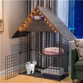 Generic Enclos pour petit animal domestique - Niche pour chat d'intérieur et chat - Clôture à faire soi-même avec porte pour une