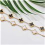 AOWVUTS 2 Pièces Bracelet Trefle Chanceuse, Ensemble de Bijoux Trèfle à Quatre Feuilles, Bracelet Porte Bonheur Plaqué Or 18 Car