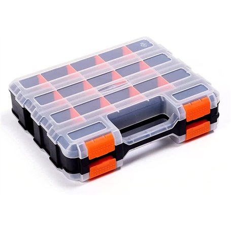 Boîte à outils double face avec cloison amovible en plastique