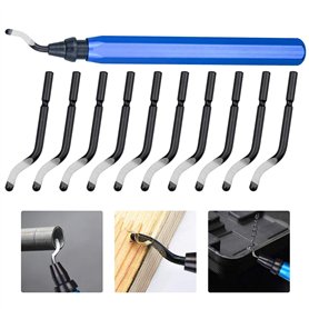 KARAA 10Pcs Set 360 ° Rotatif Deburr Lames+ Stylo ébavurage Outil D'ébavurage Main lames Rotatives Lames de Rechange Outil D'Éba