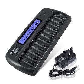 CITYORK Chargeur Intelligent LCD avec 12 emplacements et Protection IC intégrée