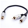 OpenII Adaptateur RCA Y 25 cm 1 RCA femelle vers 2 RCA mâles câble répartiteur pour amplificateur audio caisson de basses