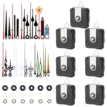 WIYETY Lot de 7 mouvements pour horloge murale : mouvement silencieux