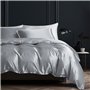 3 Pièces Couleur Pure Satinée Parure de Lit Adulte 2 Personnes Luxe Lisse Doux S