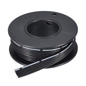 sourcing map 24AWG Silicone Ruban Câble 6Broche 24 Jauge Plat Câble Souple Silicone Fil 1.5m/5ft Noir Toronné Étain Cuivre Fil