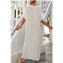 L-Peach Femme Été Coton Broderie Florale Longue Kaftan Maxi Robe Paréo de Plage pour Maillot de Bain