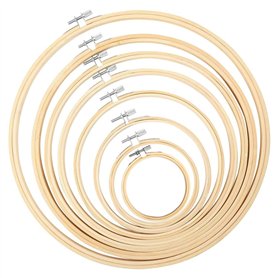 TOKERD 8 Tailles Cercle à Broder Bambou Anneau de Broderie Bois Réglable Cerceaux de Broderie Rond Cross Stitch Hoop Set Cercle