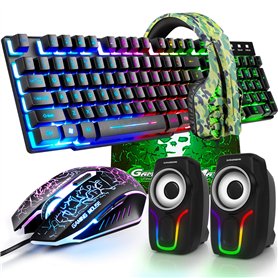 Clavier de Jeu USB rétroéclairé Arc-en-Ciel Filaire+Souris de Jeu LED Arc-en-Ciel Optique à 6 Boutons 2400 DPI+Casque de Jeu sté