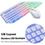 Clavier de Jeu USB rétroéclairé Filaire+Souris de Jeu LED Arc-en-Ciel Optique à 6 Boutons 2400 DPI+Casque de Jeu stéréo+Haut-par