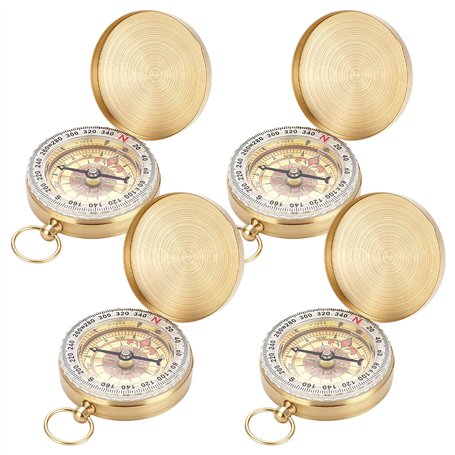 Lot de 4 boussoles d'extérieur en laiton : chiffres lumineux