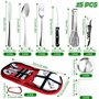 2 Personnes Vaisselle Camping, 14 PCS Set de Couverts de Camping, Kit de Couverts de Camping Portable en Acier Inoxydable, pour 
