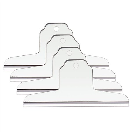Lot de 4 pinces à papier extra larges en acier inoxydable argenté pour planche à dessin