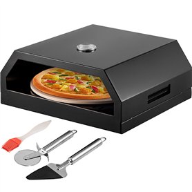 VEVOR Four à Pizza Extérieur Acier Inoxydable Boîte à Pizza Barbecue Gaz Bois Pierre Cuisson Céramique Cordiérite 30