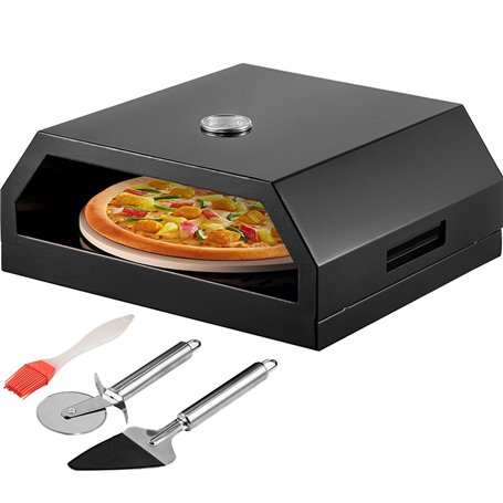 VEVOR Four à Pizza Extérieur Acier Inoxydable Boîte à Pizza Barbecue Gaz Bois Pierre Cuisson Céramique Cordiérite 30