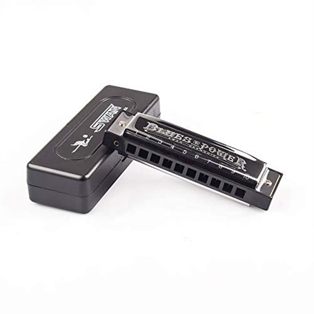 Harmonica Senior Bruce Harmonica 10 trous avec étui en laiton et acier inoxydable Argenté D