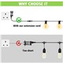 SIGANDG Câble de Rallonge pour Lampe de Noël, 2 Pin Câble de rallonge pour Guirlande Lumineuse, Câble de rallonge étanche IP44 p