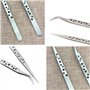 Lot de 2 pinces à épiler droites et incurvées pour extensions de cils individuelles 3D 5D