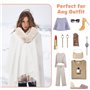 YBCCBY Poncho Châle Femme, Cape Hiver Ouvert Avec Franges Elégante, Grande Echarpe Tricotée Avec Col de Fourrure Pour Automne Hi