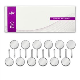 MJW 12 Pièces Dessus de Miroir à Poignée Dentaire - Dessus de Miroir Arrondi en Acier Inoxydable de 2