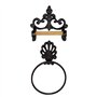 Porte-rouleau de papier toilette vintage rond en métal - Support mural en fer - Support rétro en bois - Accessoires de cuisine e
