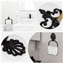 Porte-rouleau de papier toilette vintage rond en métal - Support mural en fer - Support rétro en bois - Accessoires de cuisine e