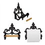 Porte-rouleau de papier toilette vintage rond en métal - Support mural en fer - Support rétro en bois - Accessoires de cuisine e