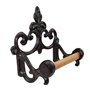 Porte-rouleau de papier toilette vintage rond en métal - Support mural en fer - Support rétro en bois - Accessoires de cuisine e