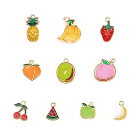 Craftdady Lot de 30 pendentifs en émail plaqué or sur le thème des fruits