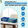 RAZAYAN Boîte 2 en 1 pour mouchoirs en bambou et lingettes humides – Lot de 12 premiers mouchoirs en bambou et lingettes humides