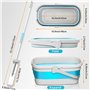 Hometimestore Balai serpillère avec seau pliable avec fonction d'essorage, balai plat en microfibre, kit complet pour tous les s
