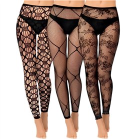Makoto Nobu 3 Paires Collants sans Pieds en Résille