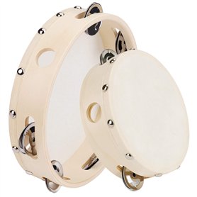 Tambourin à Main Métal Jingles Percussion Instrument Tambour Tambourin en Bois Education Jouet pour Musiciens Chanteurs Cours de