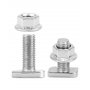 QWORK® Lot de 20 vis à tête marteau M10 x 25, écrou à visser en T, acier inoxydable A2-70 avec écrous à bride, pour rail de mont