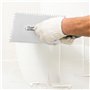 QWORK Truelle dentee 3 pices - Dents 6/8/10 mm - Truelles de lissage INOX 280x107 mm - Soft Grip Rouge