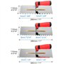 QWORK Truelle dentee 3 pices - Dents 6/8/10 mm - Truelles de lissage INOX 280x107 mm - Soft Grip Rouge
