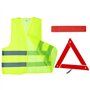 QWORK 2 in 1 Triangle de Signalisation et Gilet Jaune pour Voiture - Kit de Sécurité Routière