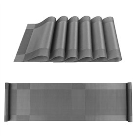 ISIYINER Chemin de Table et Sets de Table Antidérapants Lavables en PVC Résistant à la Chaleur Table Mat Lot de 4 avec Table Run