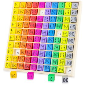 Equilibre et Aventure Table d'addition en Bois jusqu'à 10 + 10 en Couleurs